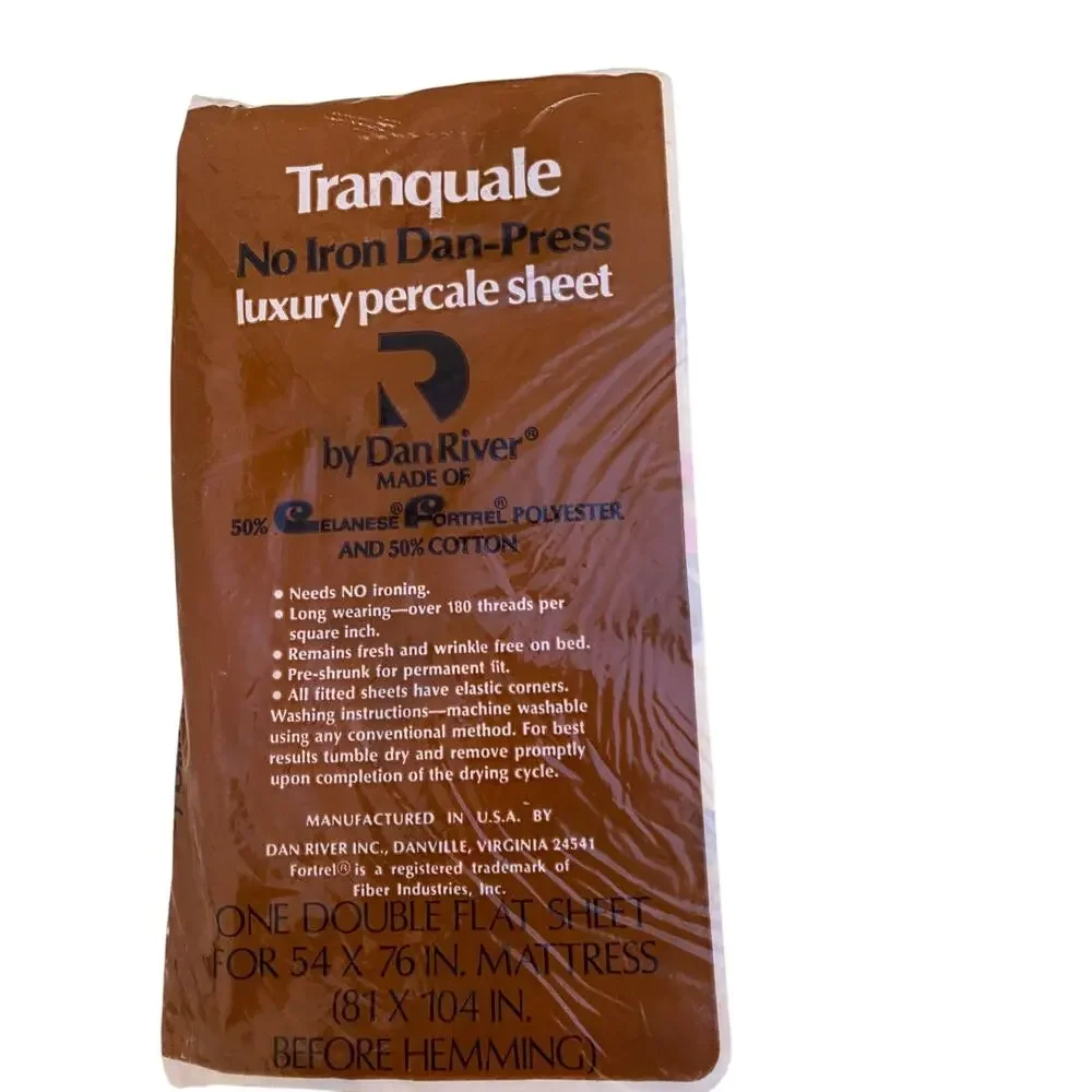 Vintage Dan River Tranquale double flat sheet in original packing 70s